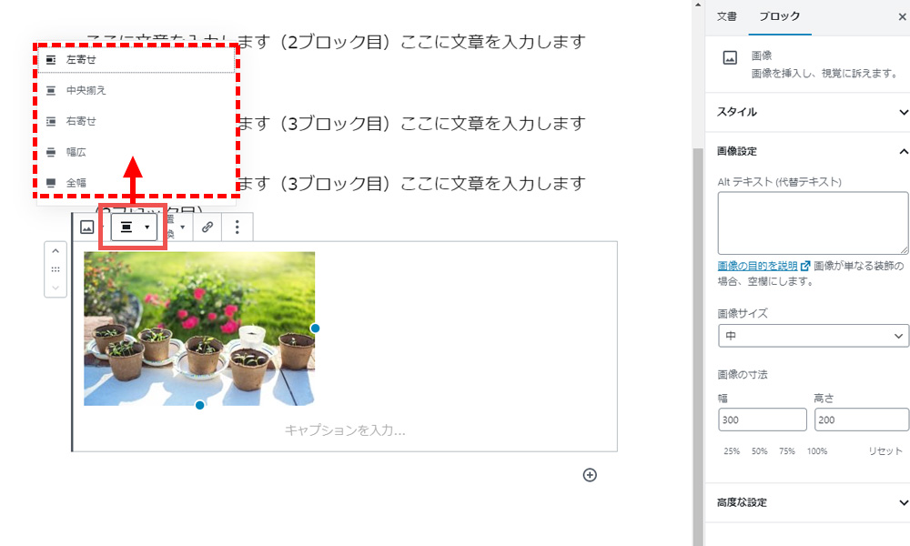 Gutenberg(グーテンベルク)画像の配置変更